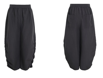 ZHUCHONGYUN black wrap style top and ruched pant outfit set-ARMSTRONG.