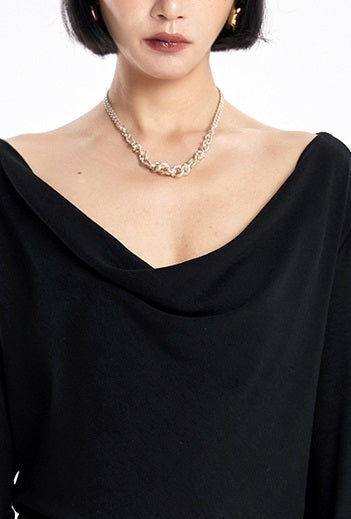TINY IN Swing Neck Smock Irregular Knit Top - ROX