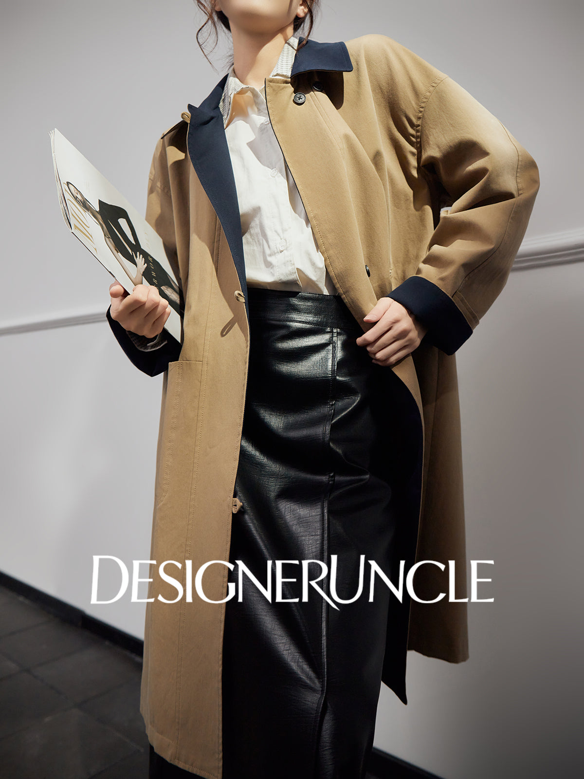 DGU "Qinglan" khaki jacket commuting versatile slimming temperament fashion top - Kyle.