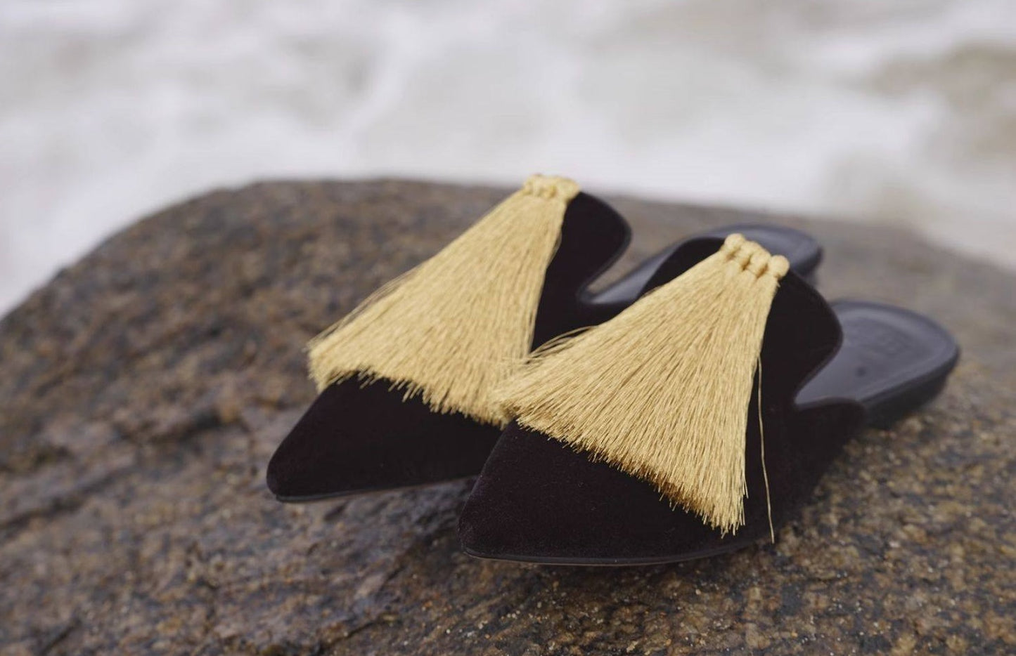 B-FEI Pointed Toe Flat Mules Gold Slippers-LEE.