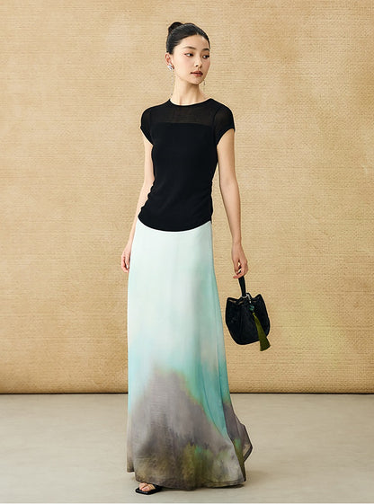 HECO Chinese Blended Temperament Silk Drape Hip Skirt - SOULS .