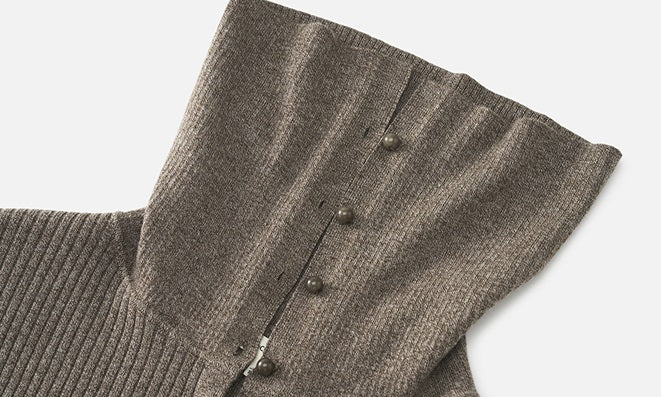 ZHUCHONGYUN Ribbed Wool Knit Long Sleeve Top-TYLER.