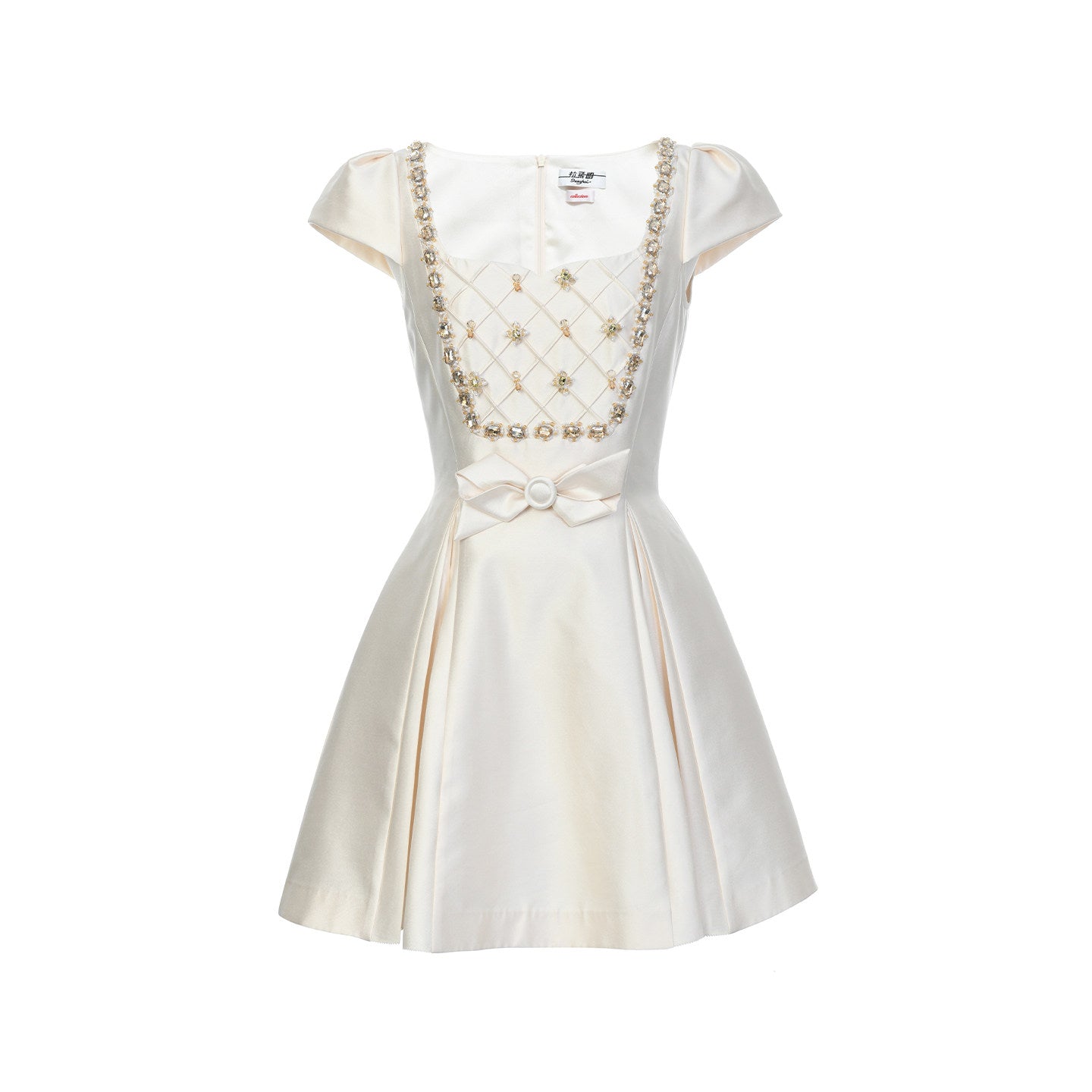 FAME beaded A-line pleated short dress- CHRISTOPHER