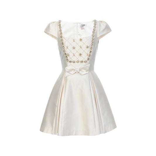 FAME beaded A-line pleated short dress- CHRISTOPHER