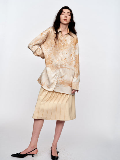 SERRER Marble print design loose-winded long-sleeved shirt - LUCAS.