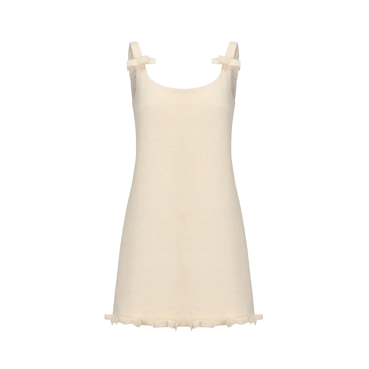 AtelierMissLu Bow Patchwork Sheep Wool Slip Dress - BRADS.