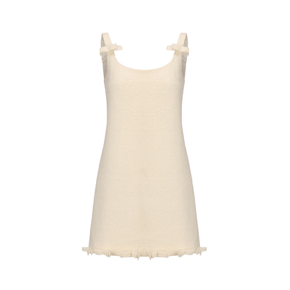 AtelierMissLu Bow Patchwork Sheep Wool Slip Dress - BRADS.