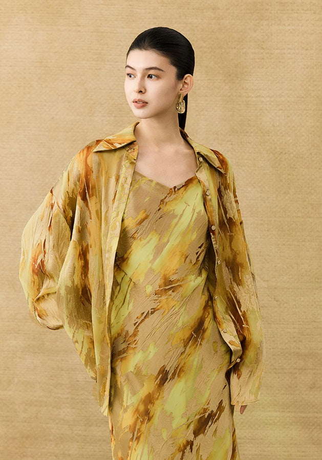 HECO Chinese National Style Burning Flower Slightly Transparent shirt- STROK.