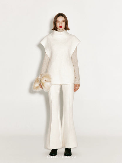 ATELIER MISS LU Wide-shouldered Sheep Wool Knit Sweater - SIDNEY.