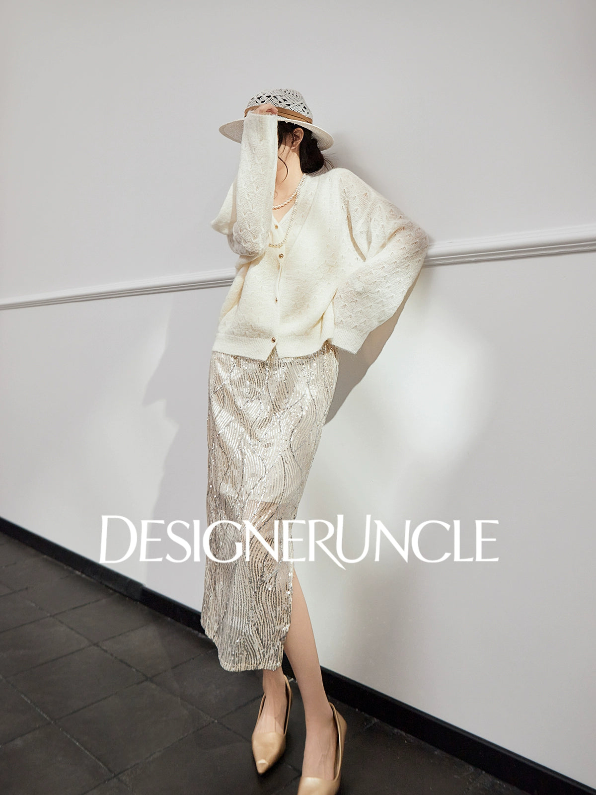 DGU "Mist Fleece" White Cardigan New Hollow Loose Lazy Style Versatile Top - ESTI .