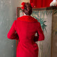 Le Palais Vintage Original Elegant Red Fur Collar Long Coat - Odesey