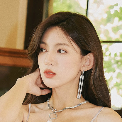 DOLLY Elegant American Style Sliver Diamond Earring-LULU