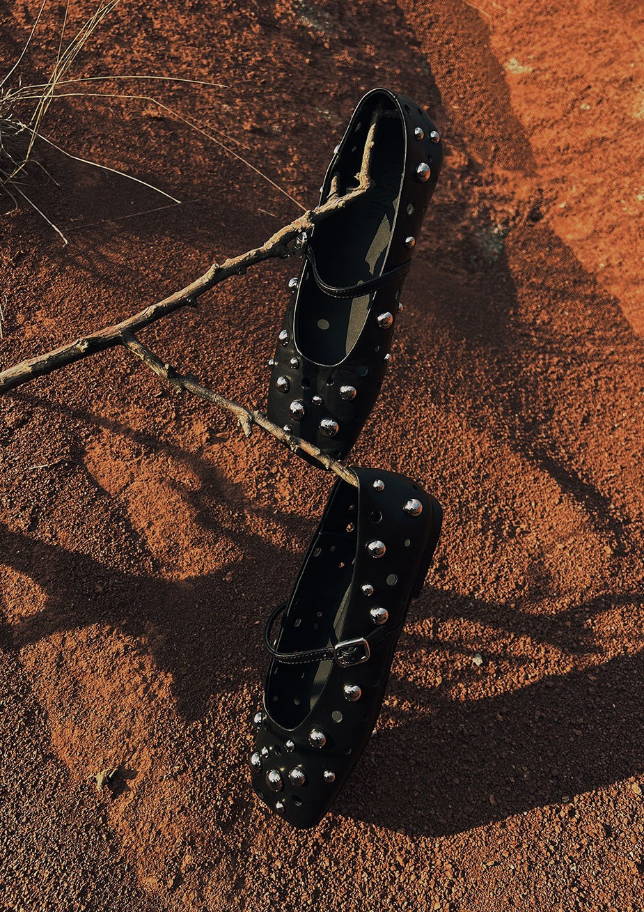 IUBALLET Versatile Studded Black Ballet Shoes - SAVE.