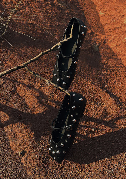 IUBALLET Versatile Studded Black Ballet Shoes - SAVE.