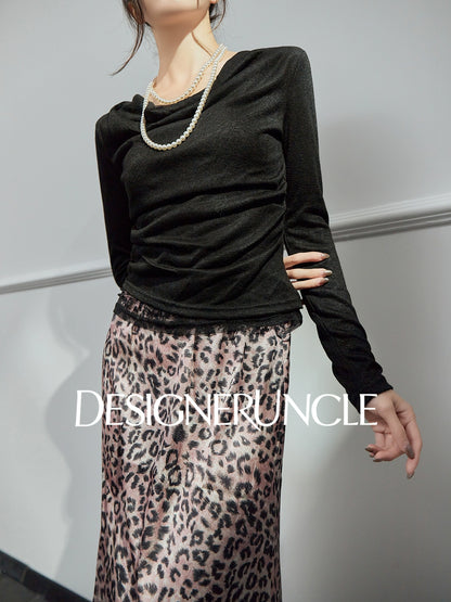 DGU |Black Sexy Lace Splicing Light Luxury Temperament Knitted Top - Brian.