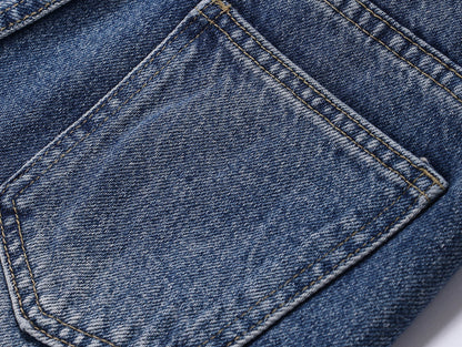 WANGXO |Micro A-Line High-Waisted Lightweight Denim Shorts with Vintage Finish -ZINA