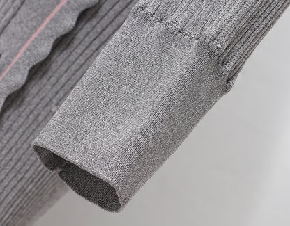 WANGXO | Custom Needle Matte Linen Stripes Slim Knitted Dress -SÉLI.