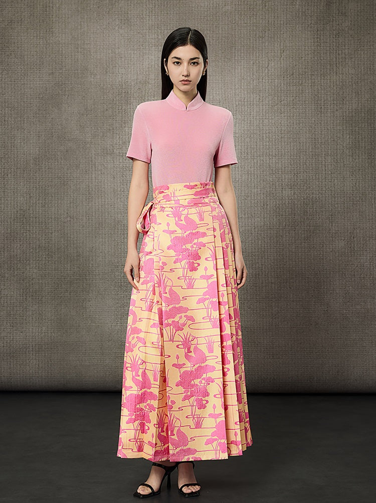 HECO Disc Button Acetate Knit Drop Neck T-Shirt - ROMAN.