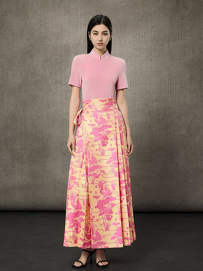 HECO Disc Button Acetate Knit Drop Neck T-Shirt - ROMAN.