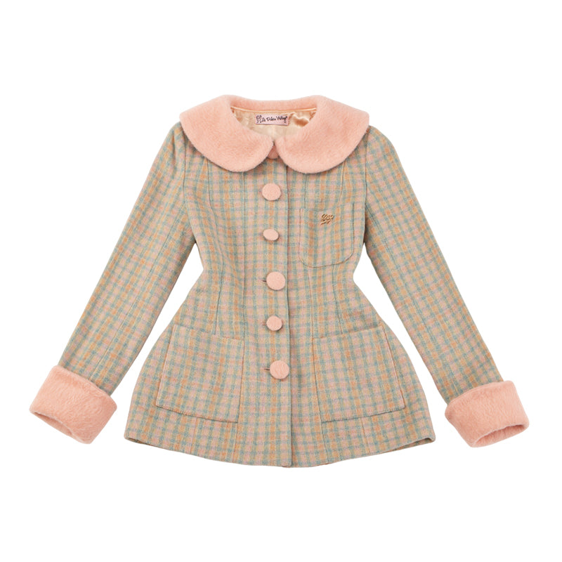 Le Palais Vintage High End Long Sleeves Slim Jacket Bow Tweed Slit Dinner Suit Dress-Carey