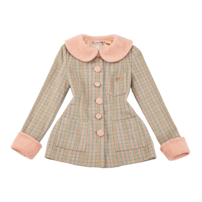 Le Palais Vintage High End Long Sleeves Slim Jacket Bow Tweed Slit Dinner Suit Dress-Carey