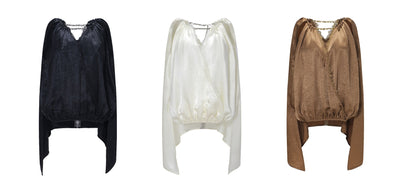 WANGXO|Lace-Trimmed Metal Chain Halterneck V-Neck Pleated Top with Delicate Texture -AYRA