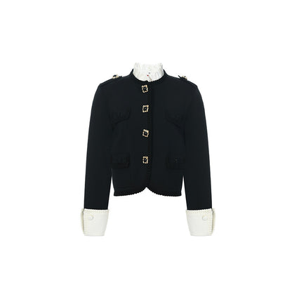 FAME black classic knitted open fir top - JULIANNE