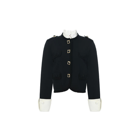 FAME black classic knitted open fir top - JULIANNE