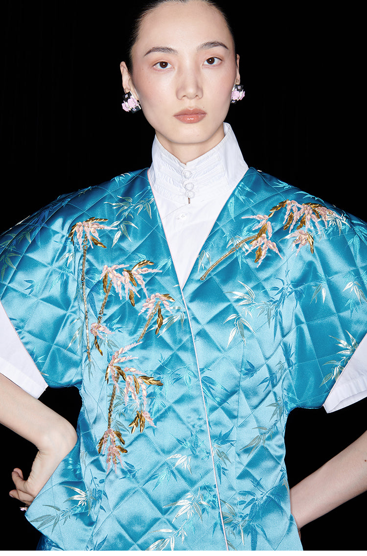 M essential Ma Kai designer golden autumn bamboo nail beads vest - bran.