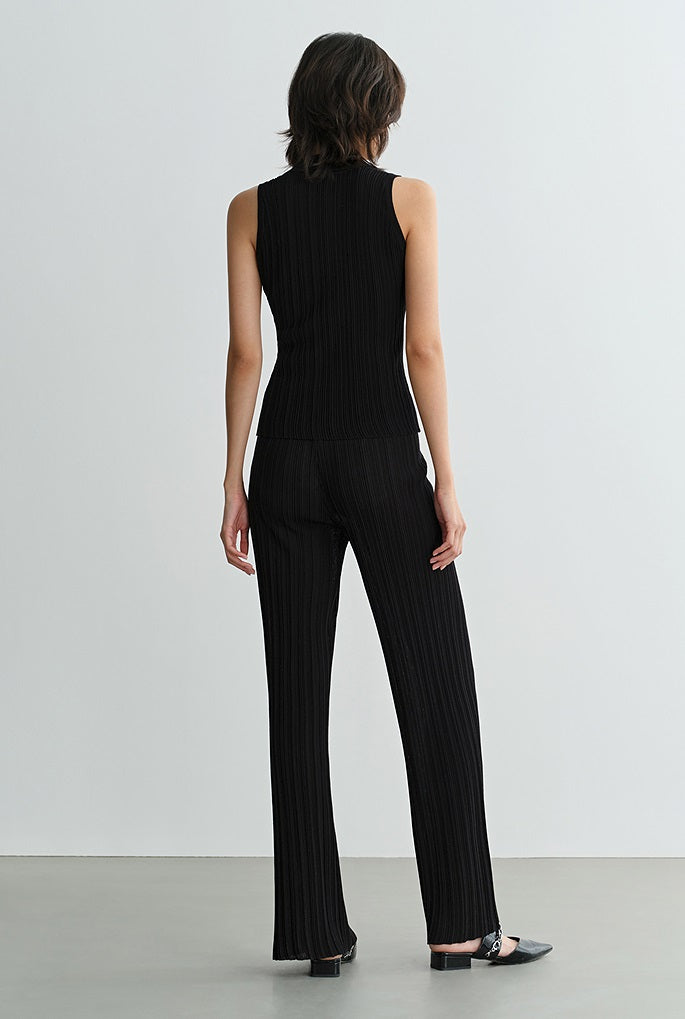 COMME MOI three acetate pit strip lapel knitted vest & pants - ELENA.