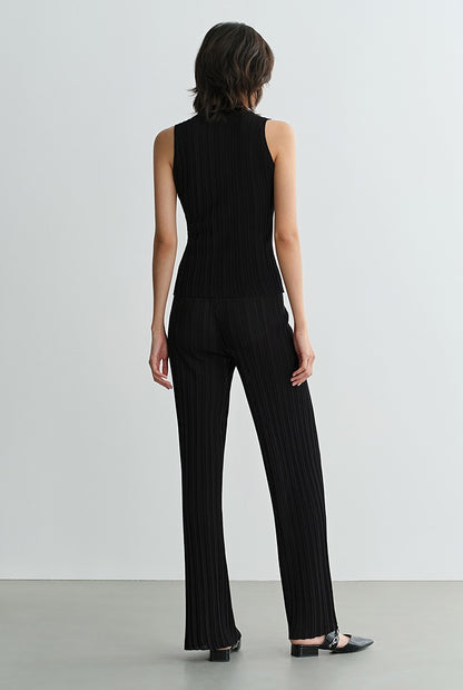 COMME MOI three acetate pit strip lapel knitted vest & pants - ELENA.