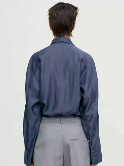 Nothing Written Sheer Korean Designer Niche Loose Shirt-QUINN.