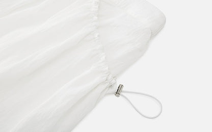 ZHUCHONGYUN white pleated adjustable pocket cocoon-shaped straight skirt-NODE.