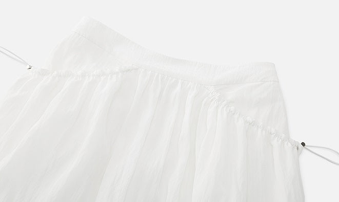 ZHUCHONGYUN white pleated adjustable pocket cocoon-shaped straight skirt-NODE.