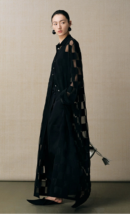 ZHUCHONGYUN small lapel long sleeve long knit dress-MARD.