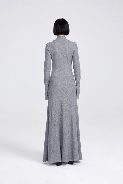 TINYIN slim swing maxi knit dress with cut-out stitching -KOKO