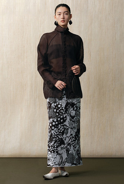 ZHUCHONGYUN spring's new double-knit jacquard straight maxi skirt-RIN.