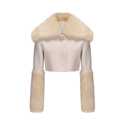 ATELIER MISS LU faux fur and sheep wool reversible short Coat - JANINE.