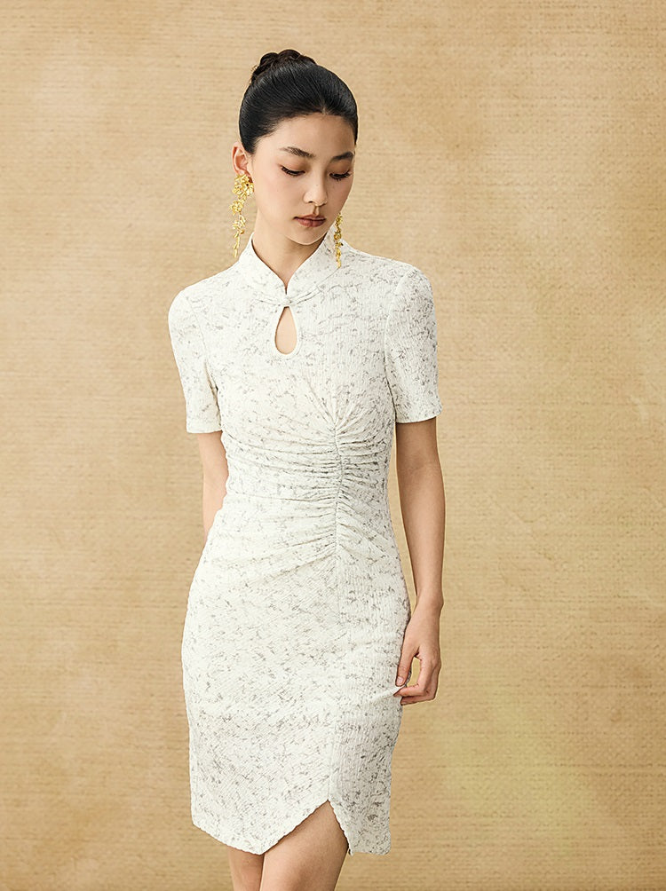 HECO Chinese style women's summer shirred waist temperament buckle long skirt - QUEEN.