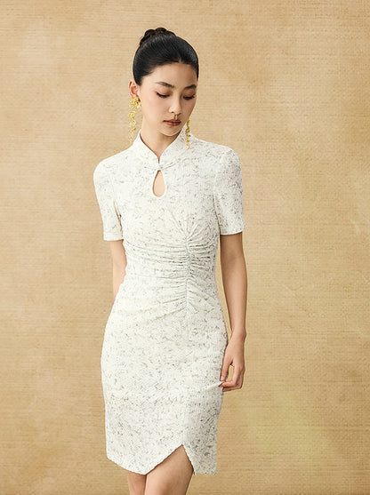 HECO Chinese style women's summer shirred waist temperament buckle long skirt - QUEEN.