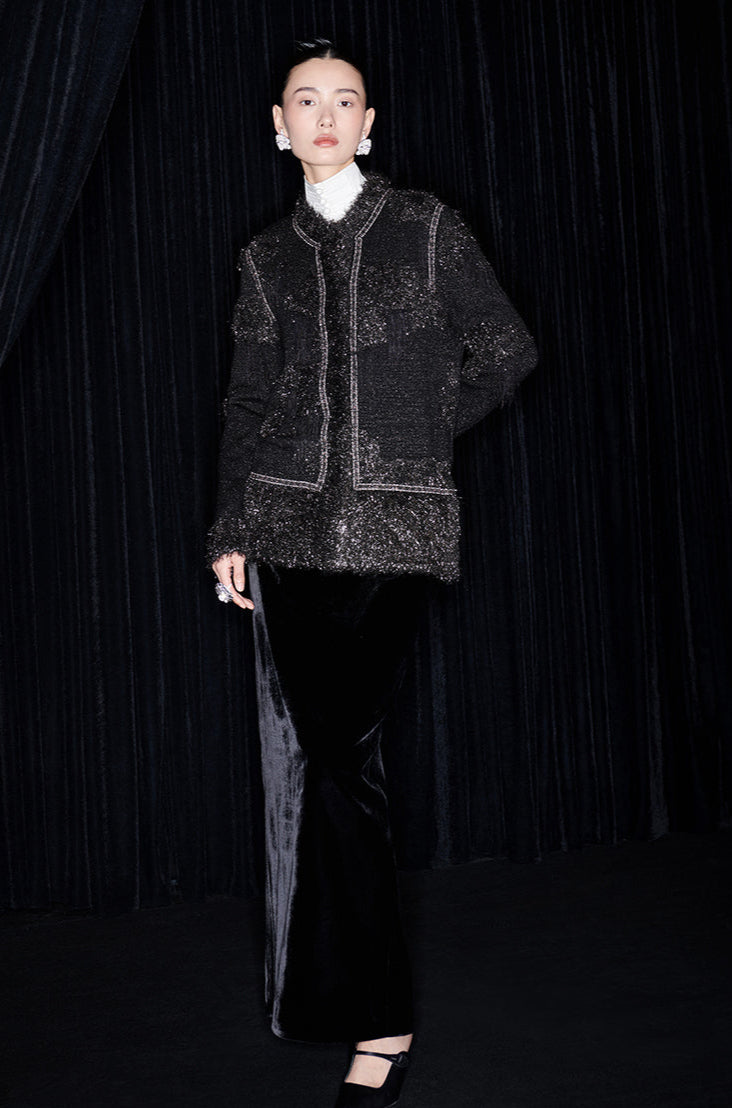 M essential Mackay designer Yingyun knitted copper-beaded woollen cardigan - zain.