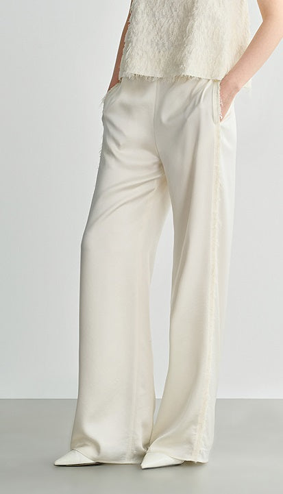 COMME MOI Lu Yan designer's new texture splicing satin straight-leg pants  -FAITH.