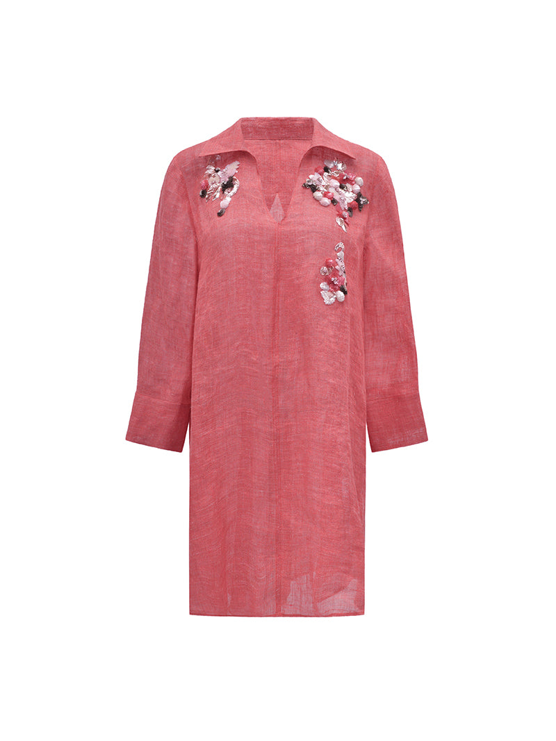 M essential Mackay designer 3D embroidered long shirt pant set - grace.