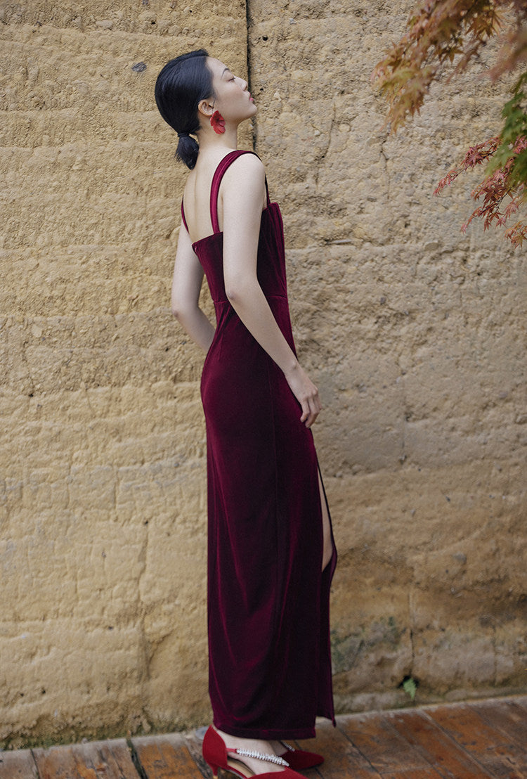 GOUDIN Evening Vintage Velvet Dress-XAVIER.