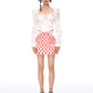 Limited Edition Lace Embroidered Heavy Beaded checkered Short Coat + Skirt suit set - Tikki