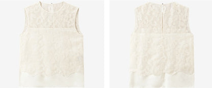 COMME MOI Silk Embroidered Top Sleeveless white Shirt - SIMON.