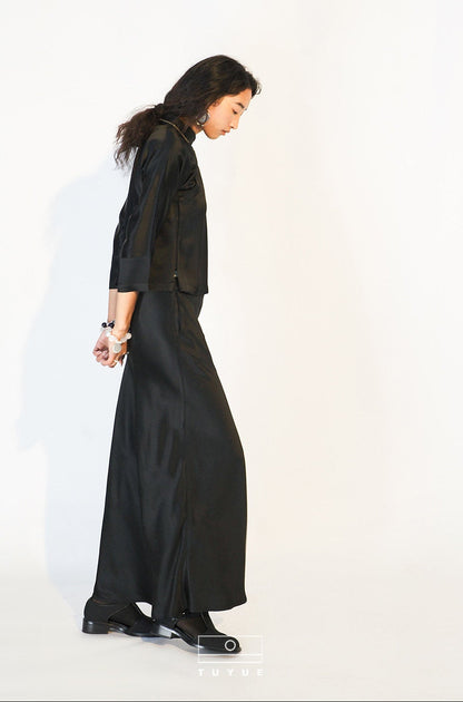 TUYUE Acetate Glossy Zipper Mermaid Skirt - JOY.