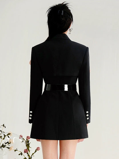 CHECOCRE Cute Stubble Commuting Cool Temperament Black Suit Dress - LUKE