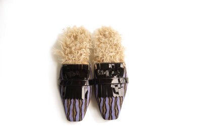 B-FEI square toe wind wool mules women's shoes-SHIKA.