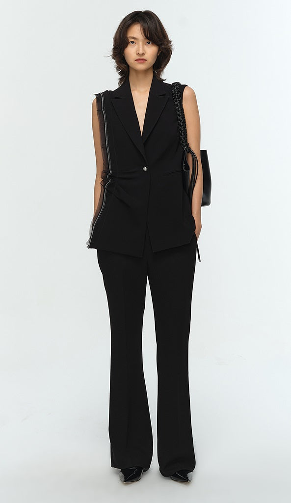 COMME MOI Lu Yan designer's new women's classic black slim acetic bell bottoms - GREAT.